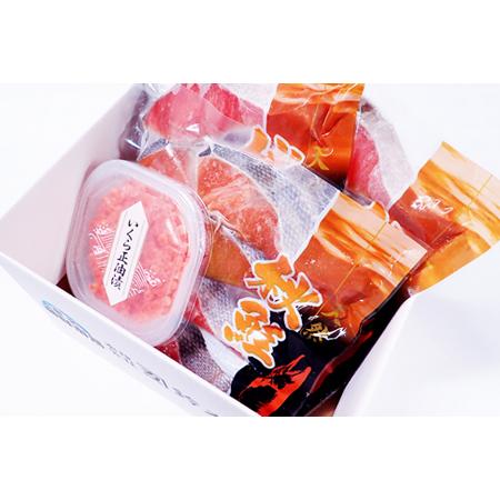 ふるさと納税 いくら醤油漬け(鮭卵)70g×1P、無添加天然甘塩秋鮭12切 A-11153 北海道根室市の画像
