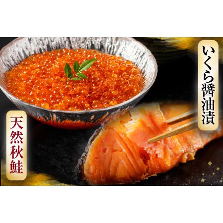 ふるさと納税 根室海鮮市場＜直送＞いくら醤油漬け(鮭卵)70g×1P、天然秋鮭12切 A-28155 北海道根室市の画像