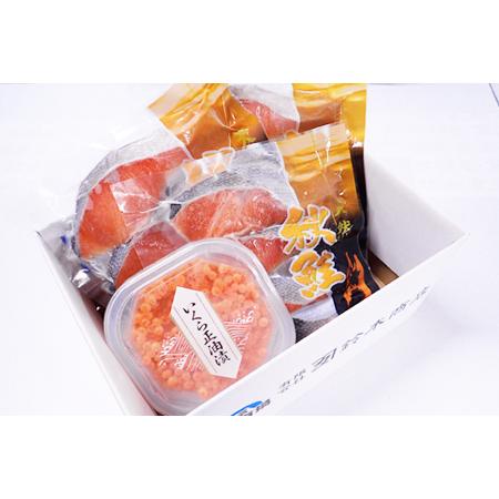 ふるさと納税 根室海鮮市場＜直送＞いくら醤油漬け(鮭卵)70g×1P、天然秋鮭12切 A-28155 北海道根室市の画像