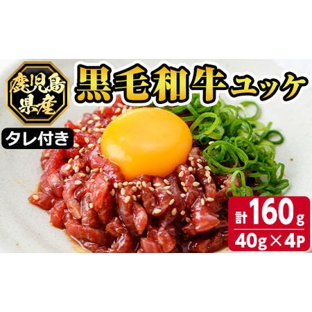 ふるさと納税 s141 鹿児島県産黒毛和牛ユッケ 【ついに再販開始！】 計160g タレ付き 40g×4パック 新作商品 自社工場で徹底した管理のもとに製造した生食用の牛肉を.. 鹿児島県さつま町