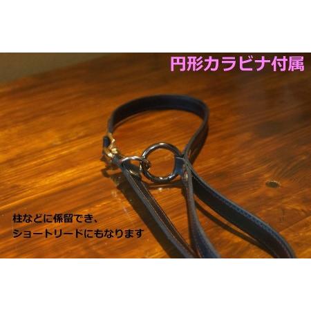 ふるさと納税　本革製犬用リード（ステッチ入り・カラビナ付き）　レンガ（1.5cm）　山口県山陽小野田市