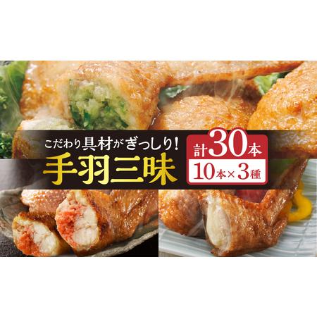 3000円 人気絶頂 ふるさと納税 手羽三昧3種セット1 5kg 手羽先餃子 手羽先明太 手羽先チーズ各10本入り 宮崎県宮崎市
