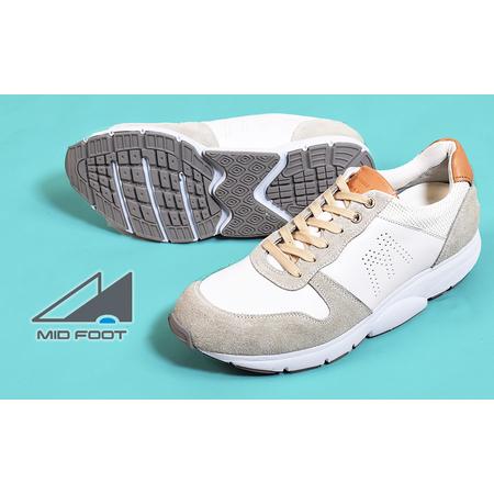 ふるさと納税 MIDFOOT ミッドフッド レザースニーカー MF001JM ホワイト 4E 26.5cm 奈良県大和郡山市