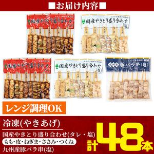 ふるさと納税 a520 レンジで簡単国産やきとり詰め合わせ＜冷凍＞計48本、約1.2kg超【フタバフーズ】鶏肉 鳥肉 焼鳥 焼き鳥 セット 小分け 総菜.. 鹿児島県姶良市の画像