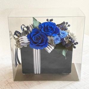 ふるさと納税 人気の枯れないお花！プリザーブドフラワー〜インディゴブルー×ブラック〜【flower pastel】 [BB002ya] 茨城県八千代町の画像