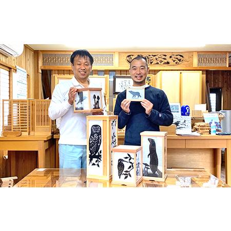 ふるさと納税 【笹木木工×早川鉄兵】切り絵のあんどん（小鳥） インテリア 工芸品 行燈 電源コード付き 滋賀県米原市_3