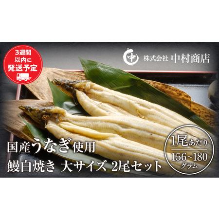 ふるさと納税 国産うなぎ使用 鰻白焼き 大サイズ(156〜180g)2尾セット うなぎ 国産 白焼き 宮崎県宮崎市