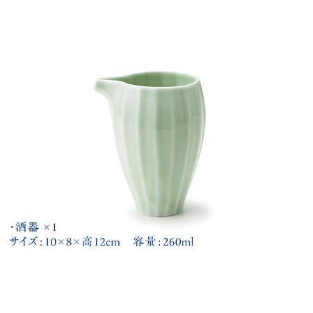 ふるさと納税 【美濃焼】 立ち姿が美しい miyama. 冷酒器セット 緑釉 瑞浪市 / ミヤマプランニング 食器 酒器 ぐい呑み [AZCM066] 岐阜県瑞浪市の画像