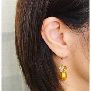 ふるさと納税 ベネチアンガラスビーズピアス(イエロー)【1099143】 栃木県小山市_1