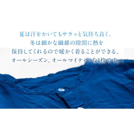 ふるさと納税 手染め シルク コットン 切替BIGシャツ INDIGO （藍染）（TS17-W06-BL） シャツ ロング丈 シャツワンピース 羽織 AO070 福岡県大木町_3