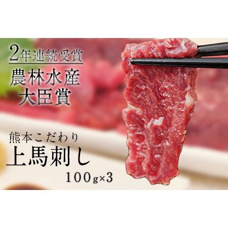 ふるさと納税 馬刺し 上赤身 ブロック 国産 熊本肥育 冷凍 生食用 たれ付き(10ml×3袋) 100g×3セット 南阿蘇村 馬肉[3-7日以内に出.. 熊本県南阿蘇村