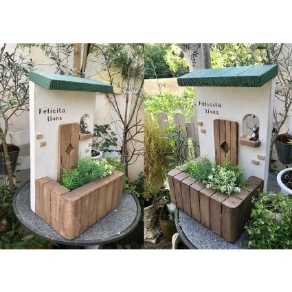 カントリー風 木製農夫と農婦の飾り カントリー風 木製農夫と農婦の