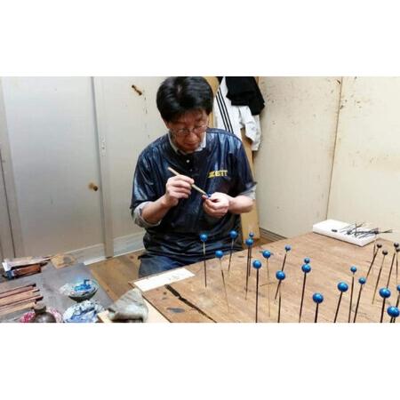 ふるさと納税 【ギフト用】【本漆塗り】漆ピアス(メタリックブルー)9ミリ玉／イヤリング可　023-027-B-GFT 福岡県八女市_2