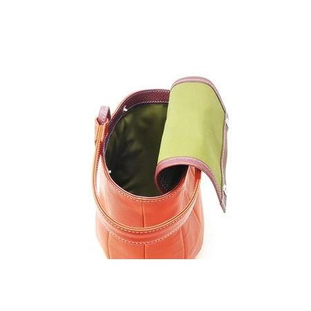 ふるさと納税 牛革 バッグ レザー 手提げ 「三嶋柄入り」ハンドメイド牛革丸底バッグ＜赤＞ バッグ やわらかい 牛革 かわいい ハンドメイド おし.. 静岡県三島市の画像