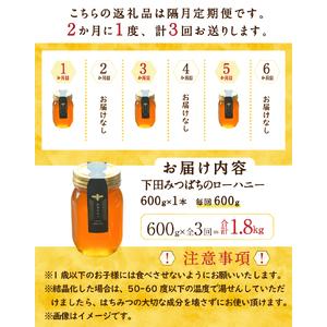 ふるさと納税 ＜下田みつばち＞下田産ローハニー(生はちみつ)600g 定期便 6ヶ月 3回 [下田みつばちのローハニー 蜂蜜 国産] 静岡県下田市の画像