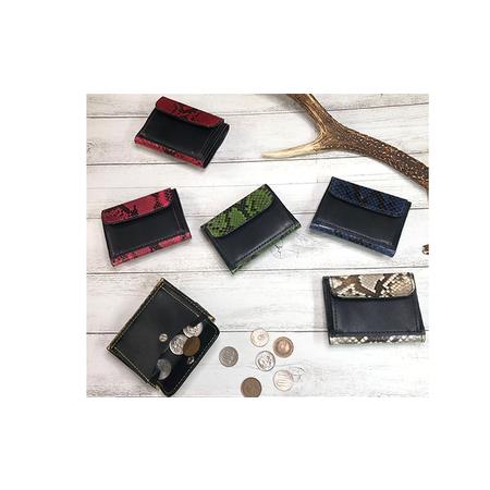 ふるさと納税 パイソン（ニシキヘビ）と牛革のミニ財布 ファッション小物 小型財布 蛇革  イエロー 神奈川県寒川町の画像