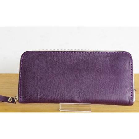 ふるさと納税 0128オールレザー長財布　パープル / アトリエSASSA / 富山県 朝日町 [34310097] 富山県朝日町 ふるさと納税 富山県朝日町