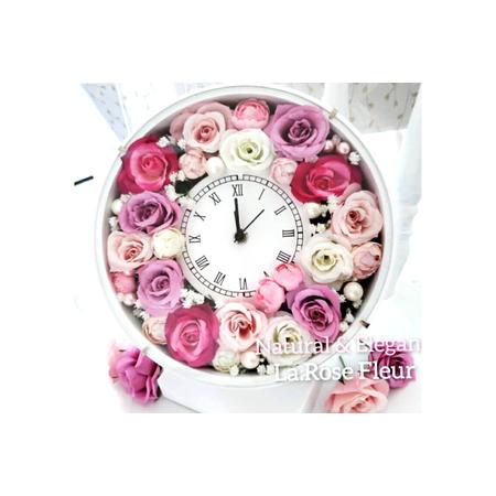 ふるさと納税 フラワーアレンジメント 薔薇の花時計 ホワイト [La.Rose Fleur 山形県 高畠町 tk06ayt140014] 山形県高畠町_1