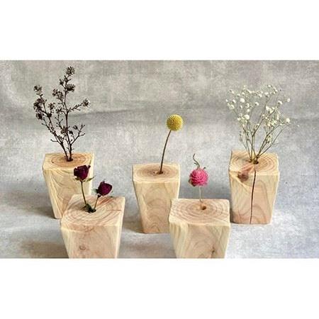 ふるさと納税 ≪森の一輪挿し ≫クインテット（ドライフラワー入り5個セット）《糸島》【木工房 moqu c0mo】 [AHF004] ドライフラワー プリザー.. 福岡県糸島市 ドライフラワー mm 本体