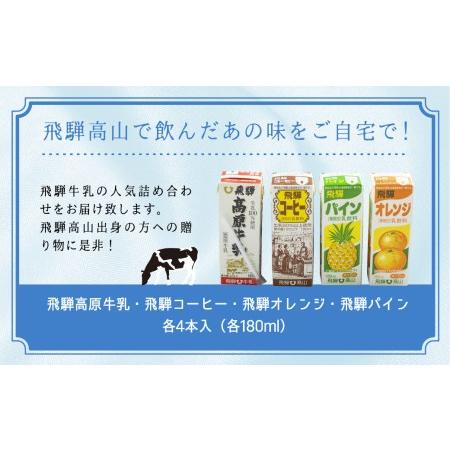 ふるさと納税 【定期便】6回お届け 飛騨牛乳 ミニパック 詰め合わせ フルーツ牛乳 コーヒー牛乳 パックジュース 4種 180ml 16本セット 6ヶ月   .. 岐阜県高山市｜furunavi｜02