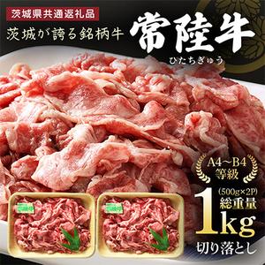 ふるさと納税 茨城県産常陸牛(ひたちぎゅう)1kg切り落とし(茨城県共通返礼品)[配送不可地域:離島][1056458] 茨城県潮来市