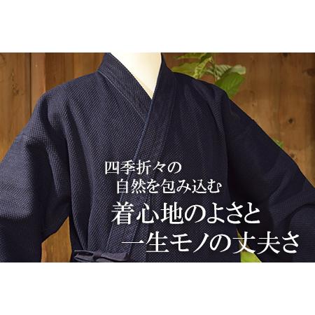 ふるさと納税 武州の藍染め 刺し子作務衣（上下セット）ＬＬサイズ 埼玉県羽生市の画像