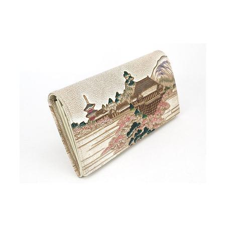 ふるさと納税 【文庫屋大関】スッキリ大人の財布　束入れ　浮世絵　清水寺【皮革工芸品】 ファッション小物 手作業 手塗  東京都墨田区の画像