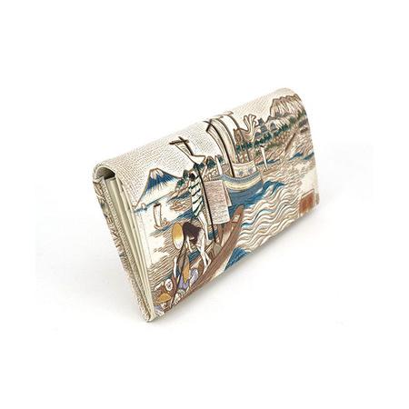 ふるさと納税 【文庫屋大関】スッキリ大人の財布　束入れ　浮世絵　荒井宿【皮革工芸品】 ファッション小物 手作業 手塗  東京都墨田区の画像