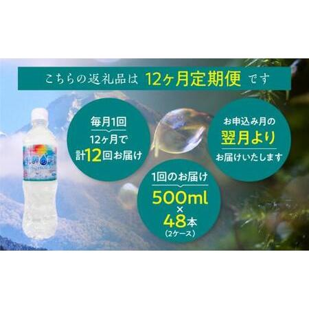 ふるさと納税 【12回 定期便】天然水 飛騨の雫 500ml×48本 (2ケース)  |12ヶ月 天然水 ミネラルウォーター  500ミリリットル 白啓酒店 JS10.. 岐阜県高山市の画像