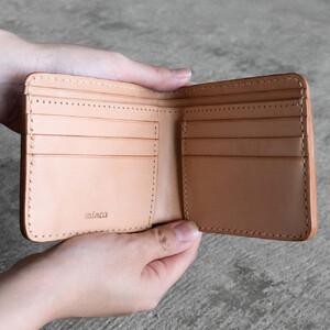 ふるさと納税 栃木レザー使用｜やわらか本革二つ折り財布｜Half wallet 02｜ブルー｜minca（全7色） 栃木県栃木市の画像
