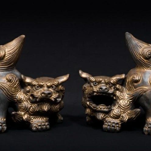 ふるさと納税 【datta.沖縄南の島陶芸工房】金シーサー（威嚇・中