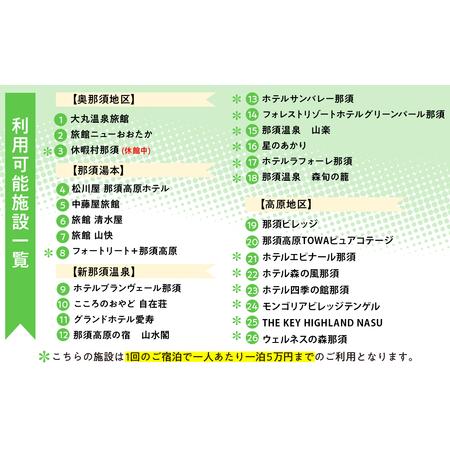 ふるさと納税 那須温泉旅館協同組合 ご宿泊利用券 21,000円分（3,000円×7枚）〔F-6〕｜宿泊 旅行 チケット 宿泊券 温泉 露天風呂 旅行券 ホ.. 栃木県那須町の画像