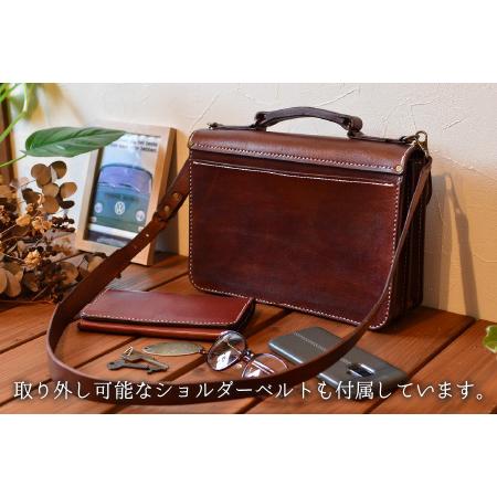 ふるさと納税 ヌメバッグ ‐BBミニ‐ ショルダー付 (ブラウン) 本革 牛革 バッグ 鞄 [M-02700202] [BFAJ035] 福井県小浜市の画像