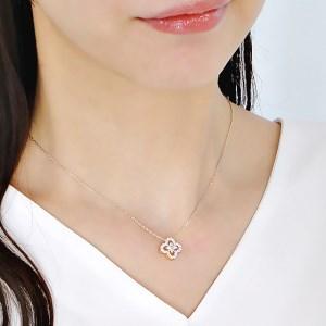 ふるさと納税　40-9-5　ネックレスK18YG　ダイヤモンド0.40ct　四つ葉ペンダントお花フラワークローバーイエローゴールド　山梨県南アルプス市