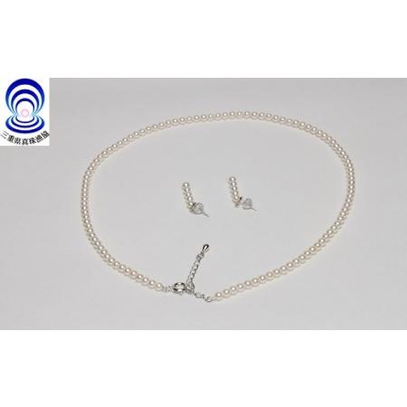 ふるさと納税 伊勢志摩 アコヤ本真珠 3.5-4.0mm ピアス ネックレス セット パール 三重県志摩市の画像