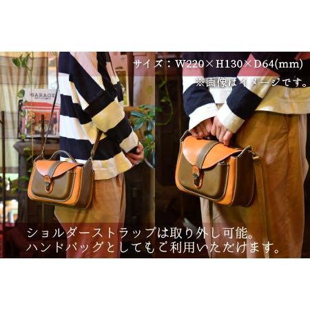ふるさと納税 ミニバッグコンビ（ショルダー付）【レッド×ライトブラウン】牛革 鞄[H-02700301] [BFAJ058] 福井県小浜市の画像