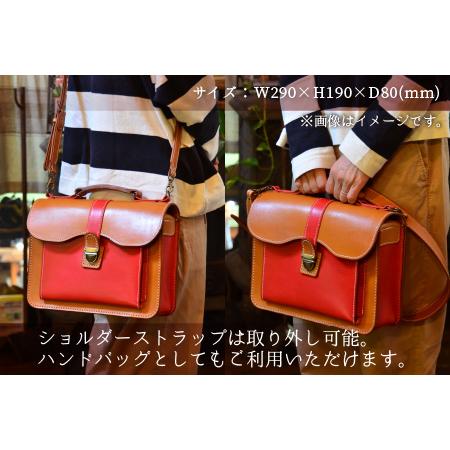 ふるさと納税 バッグコンビ（ショルダー付）【ブラウン×ライトブラウン】牛革 鞄 [L-02700502] [BFAJ039] 福井県小浜市の画像