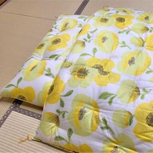 ふるさと納税 天然繊維手作り　木綿わた入り掛ふとん（ポピー柄「ピンク」） 京都府京丹後市