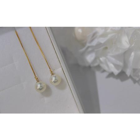 ふるさと納税 真珠 チェーン ピアス 7.5mm K10 イエローゴールド GF Yamashita-Pearl ゴールド A150-021003 愛媛県宇和島市