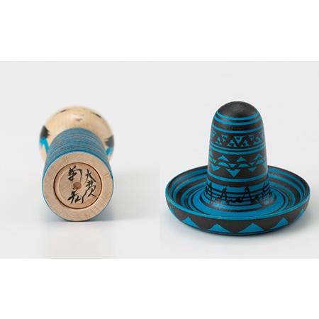ふるさと納税 FYN9-588 ＜菊摩呂こけし工房＞ メキシこけし 青×黒 工芸品 伝統 インテリア 置物 山形県 西川町 山形県西川町_3