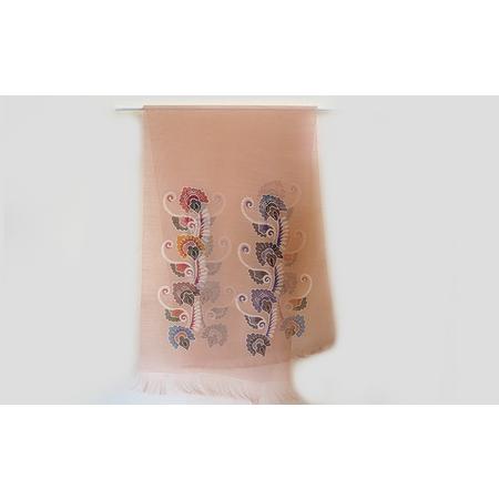 ふるさと納税 紅型ショール　インド唐草 ヒルギ【藤崎紅型工房】 伝統 工芸 名護 民芸 おみやげ 文化 びんがた 作品 沖縄 お土産 絹 染物 ギフト.. 沖縄県名護市の画像