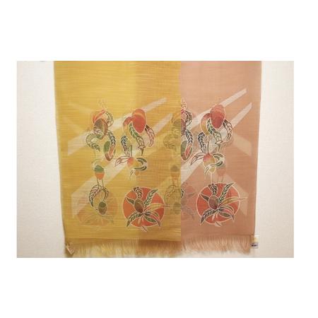 ふるさと納税 紅型ショール　マンゴー ヒルギ【藤崎紅型工房】 伝統 工芸 名護 民芸 おみやげ 文化 びんがた 作品 沖縄 お土産 絹 染物 ギフト .. 沖縄県名護市の画像