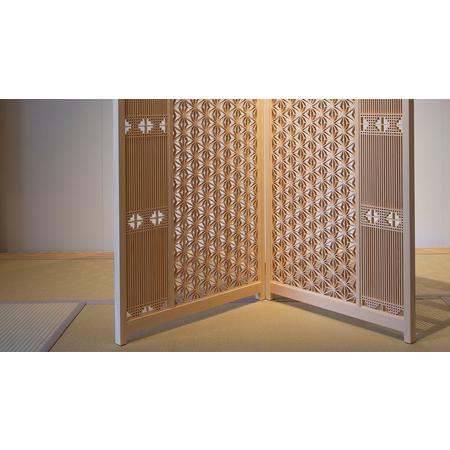 ふるさと納税 空間を彩る組子屏風麻の葉（2連） 屏風 伝統技術 職人の技 贈り物 贈答 【031_1987】 島根県浜田市の画像