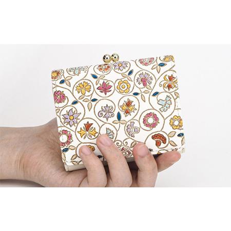 ふるさと納税 【文庫屋大関】三つ折りミニ財布　金唐小花【皮革工芸品】 ファッション 小物 民芸品 お札 カード 小銭 手のひらサイズ コンパクト.. 東京都墨田区の画像