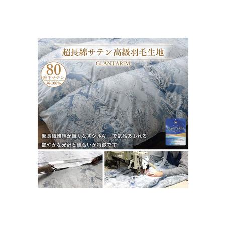ふるさと納税 羽毛布団 セミダブル 冬用 本掛け  80番手サテン 青系 柄 ｜[川村羽毛 山梨県 韮崎市 20743222] 山梨県韮崎市_1