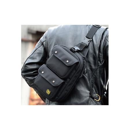 ふるさと納税 ワンショルダー／フルオープン&Wフラップポケット　バンナイズ バリスティック ナイロン ブラック 斜め掛け 耐久性 背中 ファ.. 徳島県松茂町の画像