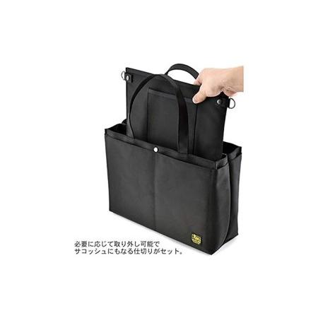 ふるさと納税 サコッシュにもなる仕切り付きポケットトート／A4　バンナイズ バリスティック ナイロン ブラック PC収納 機能的 ノートPC収納 仕.. 徳島県松茂町の画像