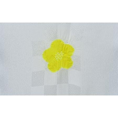 ふるさと納税 帯揚げ　白地に黄色　絞り　輪出し　リンダシ　帯上げ　着物に 和装 小物 パーティー 誕生日会 周年 初釜 お茶会 入園 卒園 入学 .. 兵庫県伊丹市_3