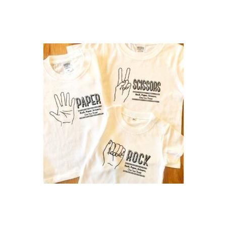 ふるさと納税　3人兄弟姉妹でおそろい　じゃんけん　ROCK×PAPER×SCISSORS　Tシャツ3枚組ギフトセット【出産祝い・誕..　神奈川県逗子市　プリント