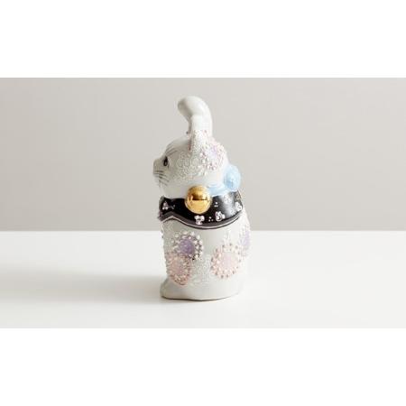 ふるさと納税 九谷焼 4号招き猫・花むらさき a05 焼き物 民芸品 工芸品 インテリア 石川県能美市_1